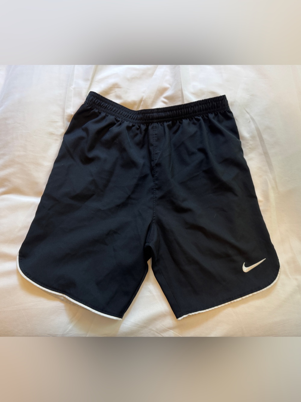Nike Men’s Black Athletic Shorts with White Piping